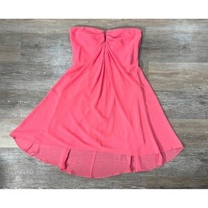 Rubber Ducky Sz M Pink Coral Ruched Strapless Formal Mini Fit and Flare Dress